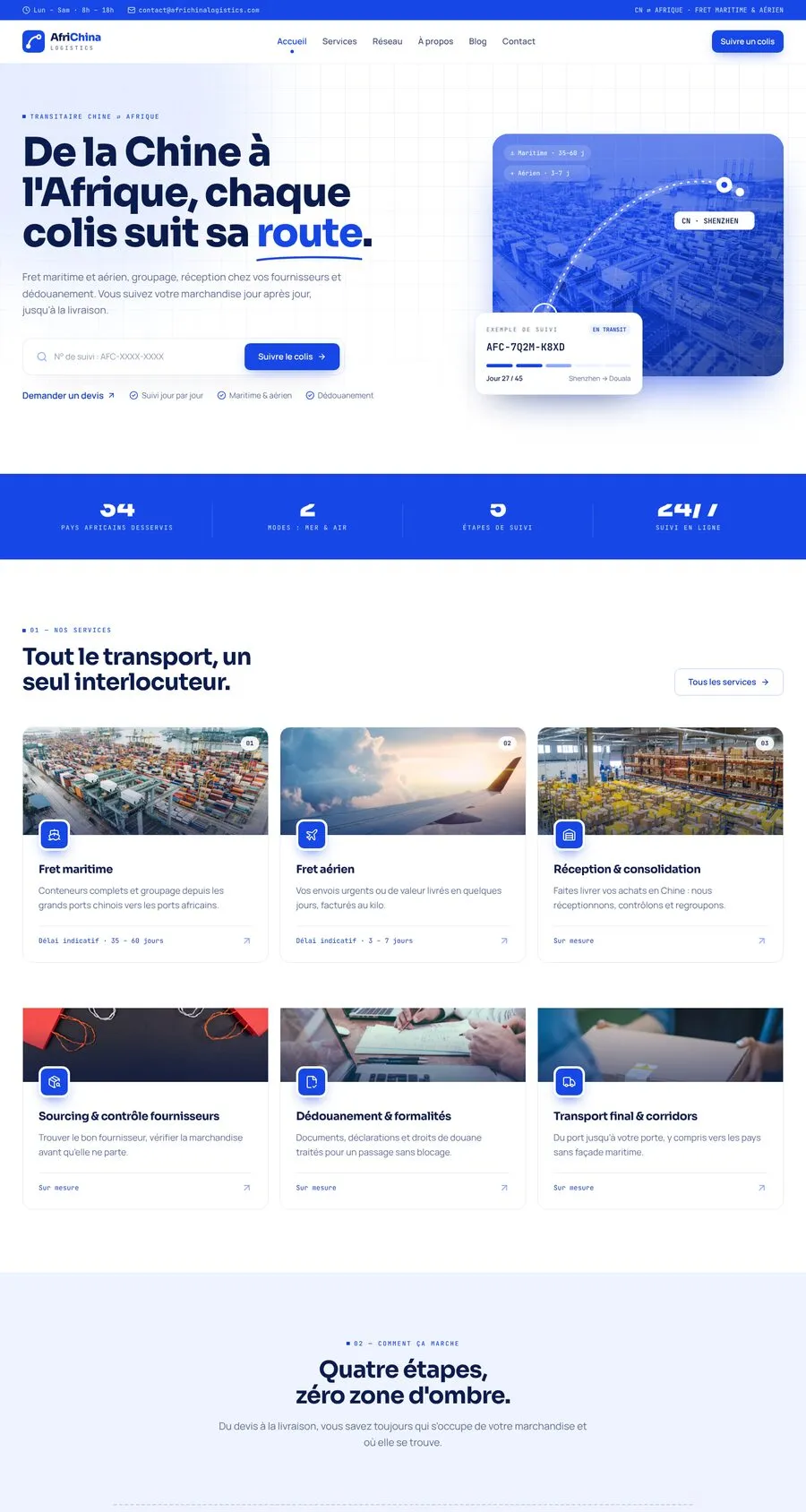 AfriChina Logistics website, home page