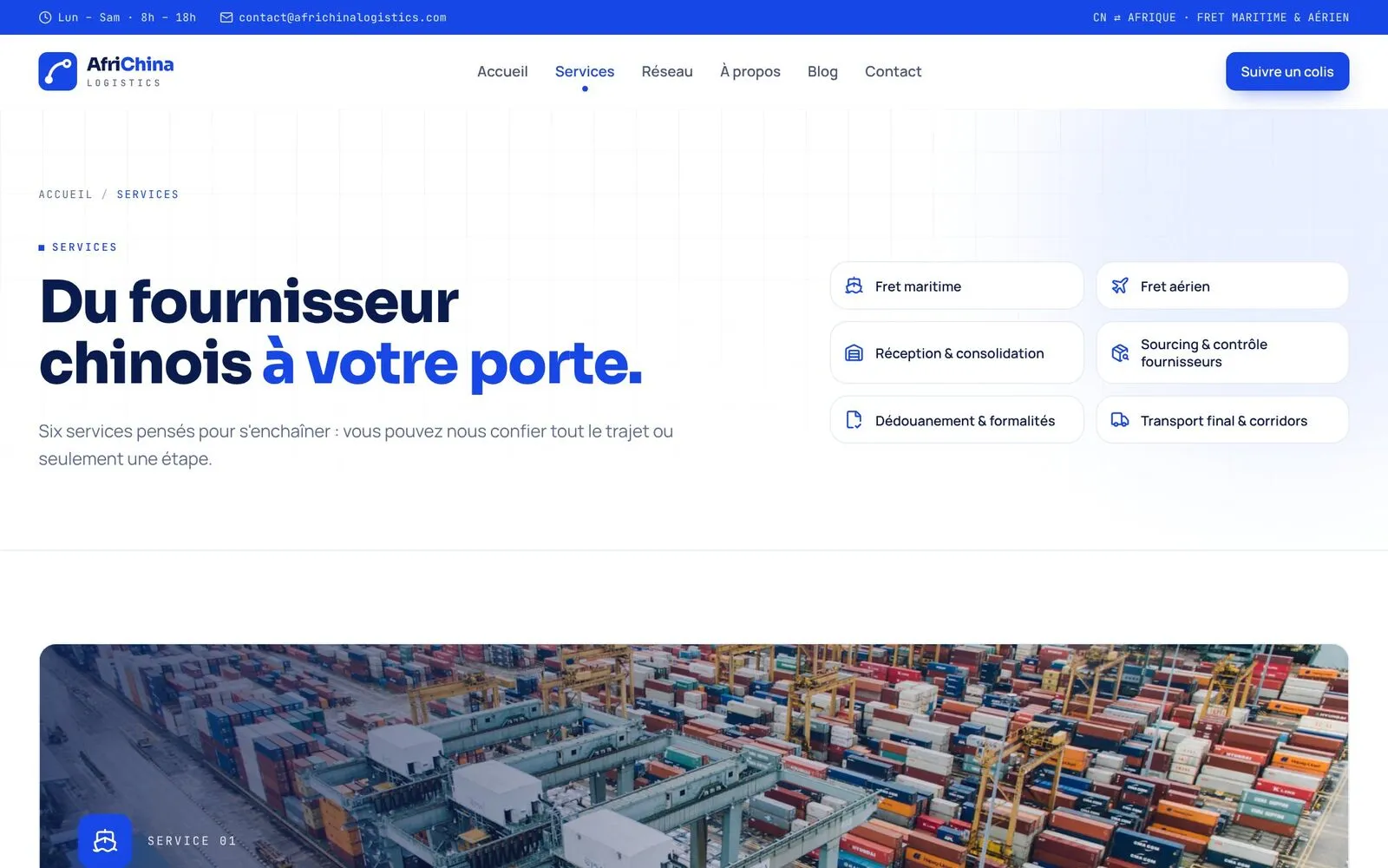 AfriChina Logistics, Services page