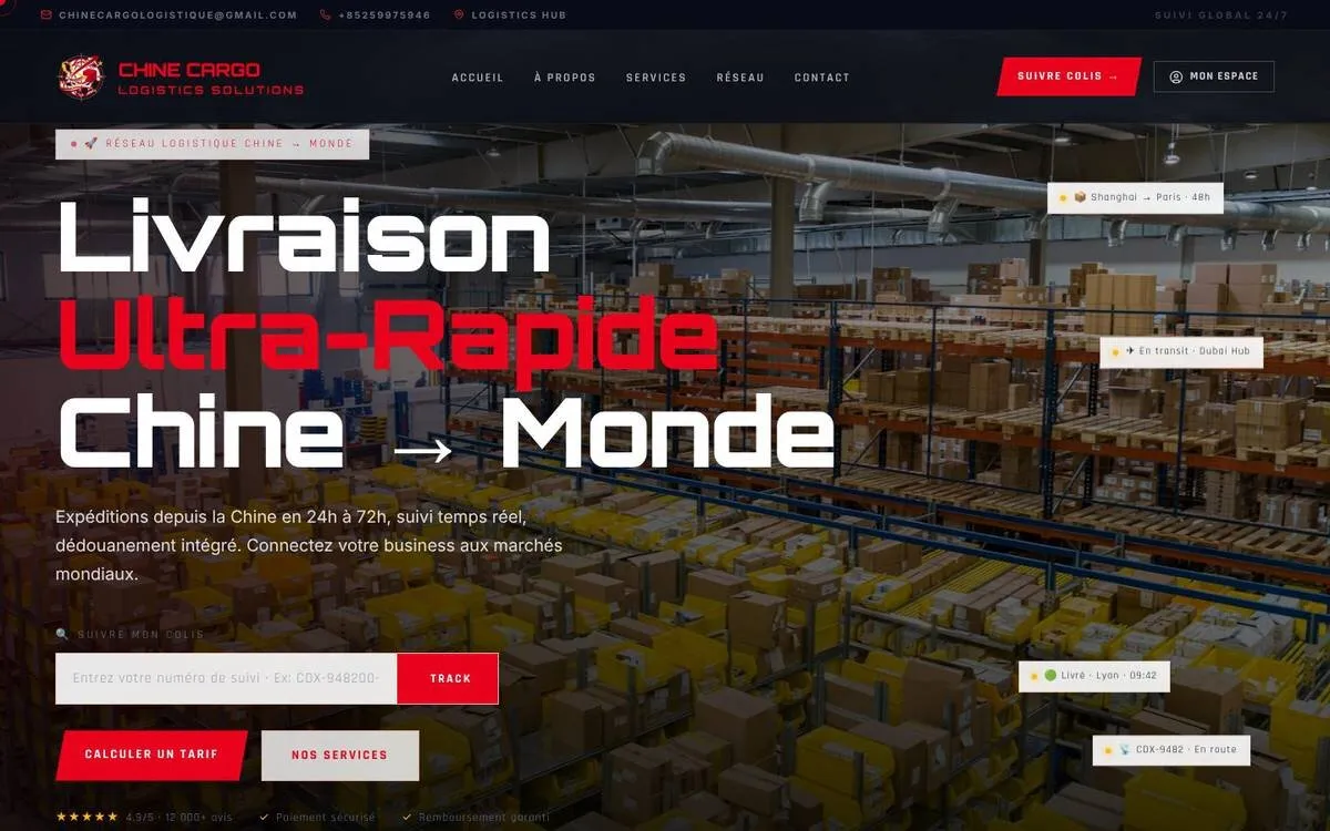 Chine Cargo Logis website