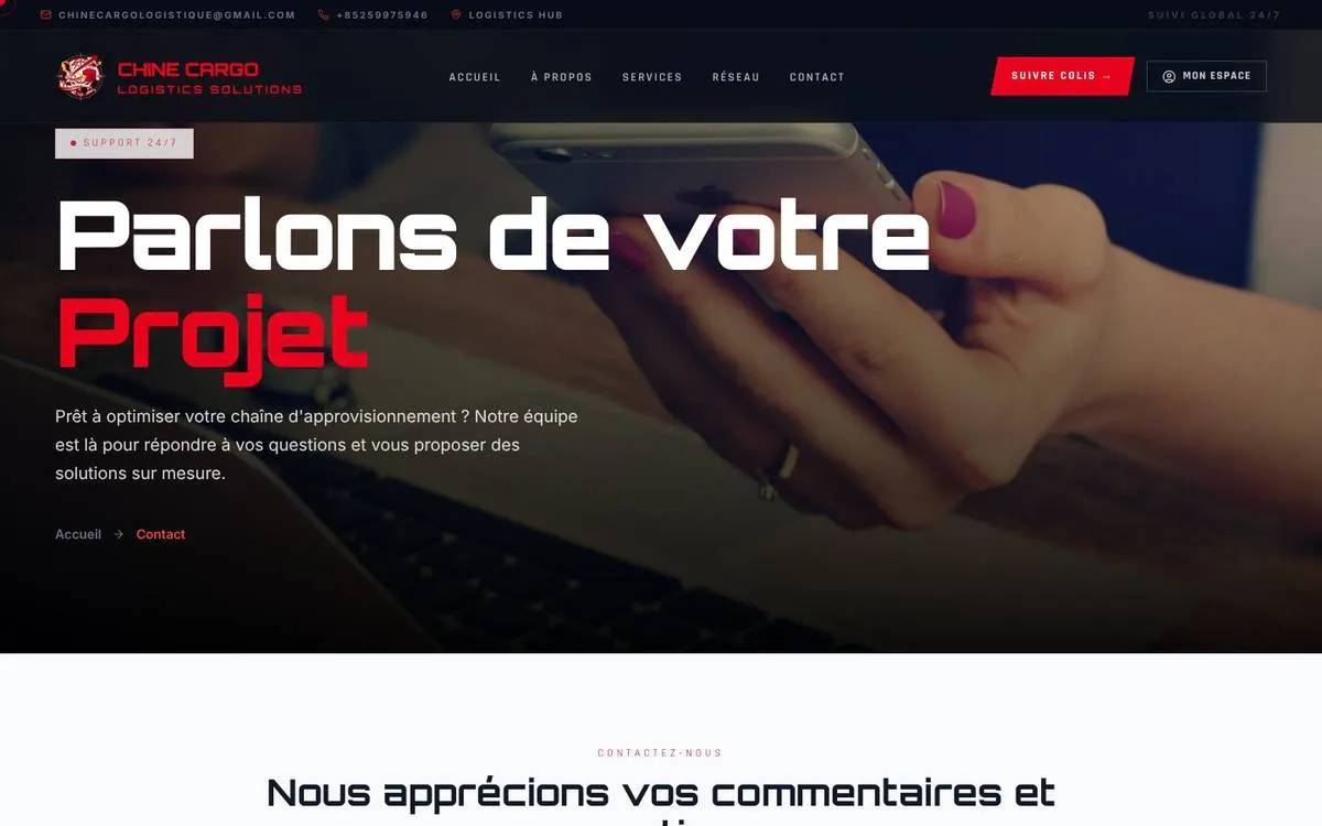 Chine Cargo Logis, Contact page