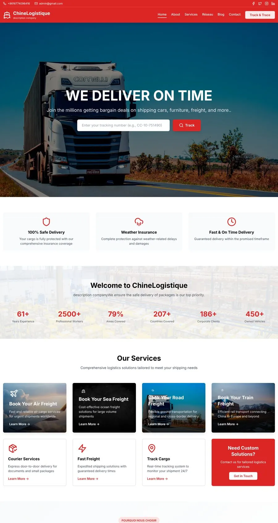 ChineLogistique website, home page