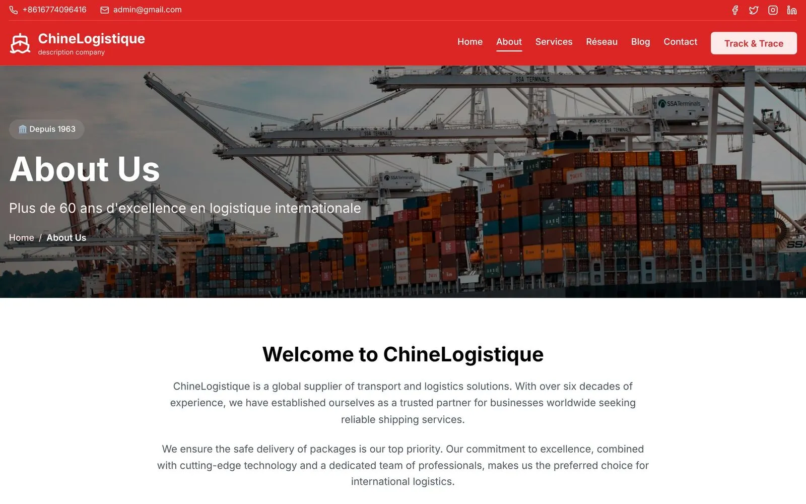 ChineLogistique, About page