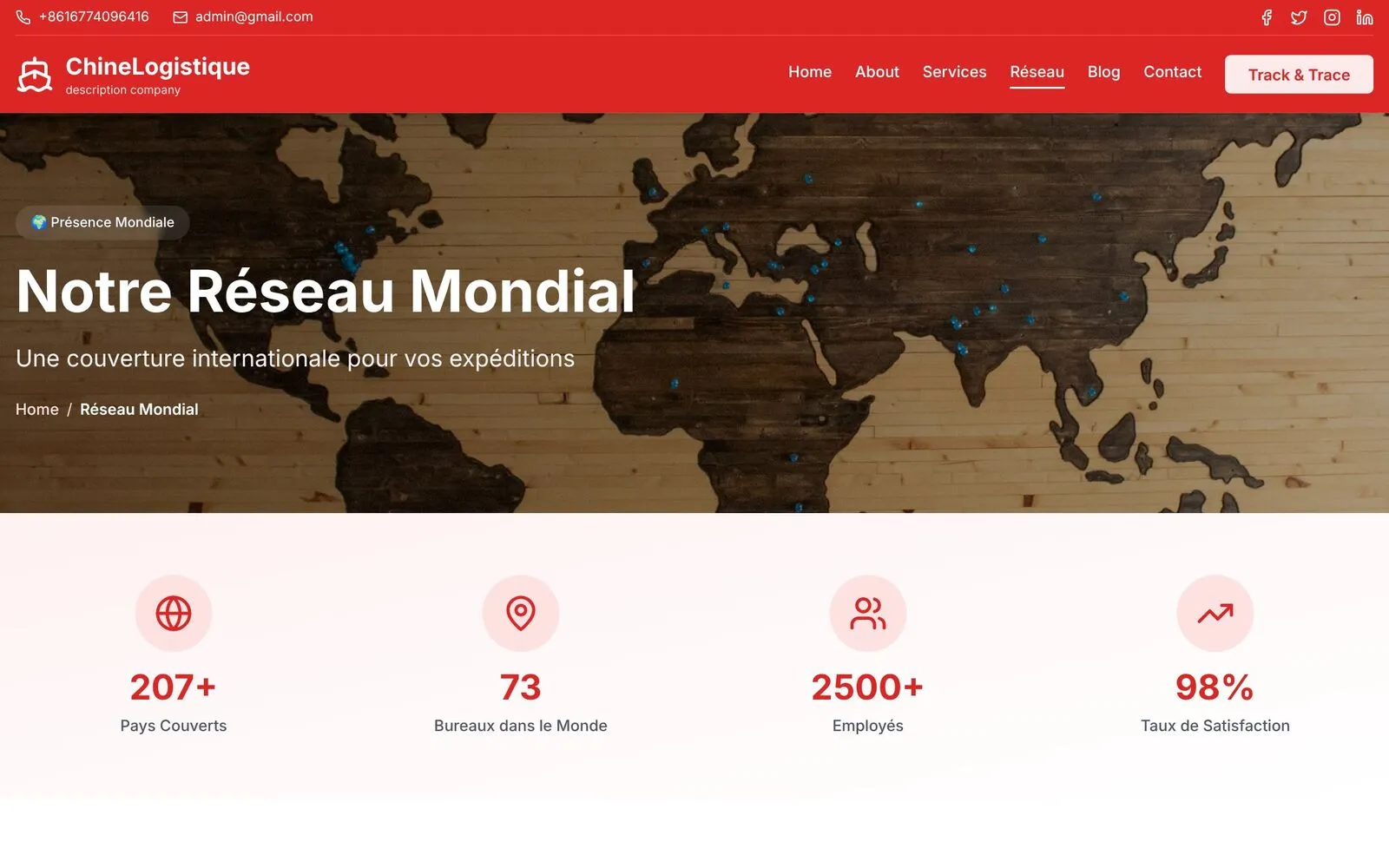 ChineLogistique, Network page