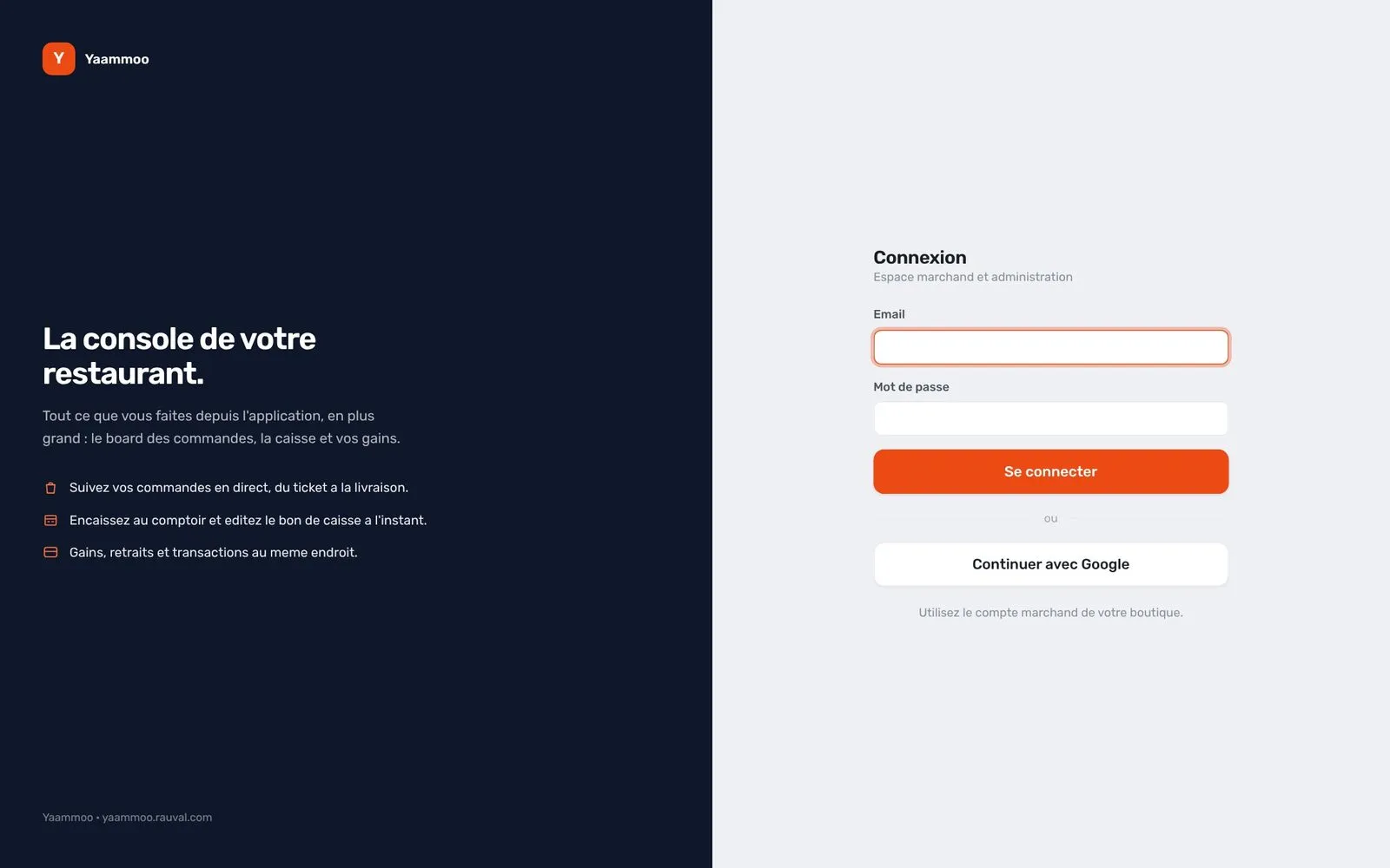 Yaammoo · Merchant dashboard website, home page